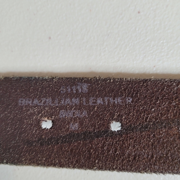 Multi Rivet Brazillian Leather Brown Pant Belt - Size M Unisex - Picture 7 of 7